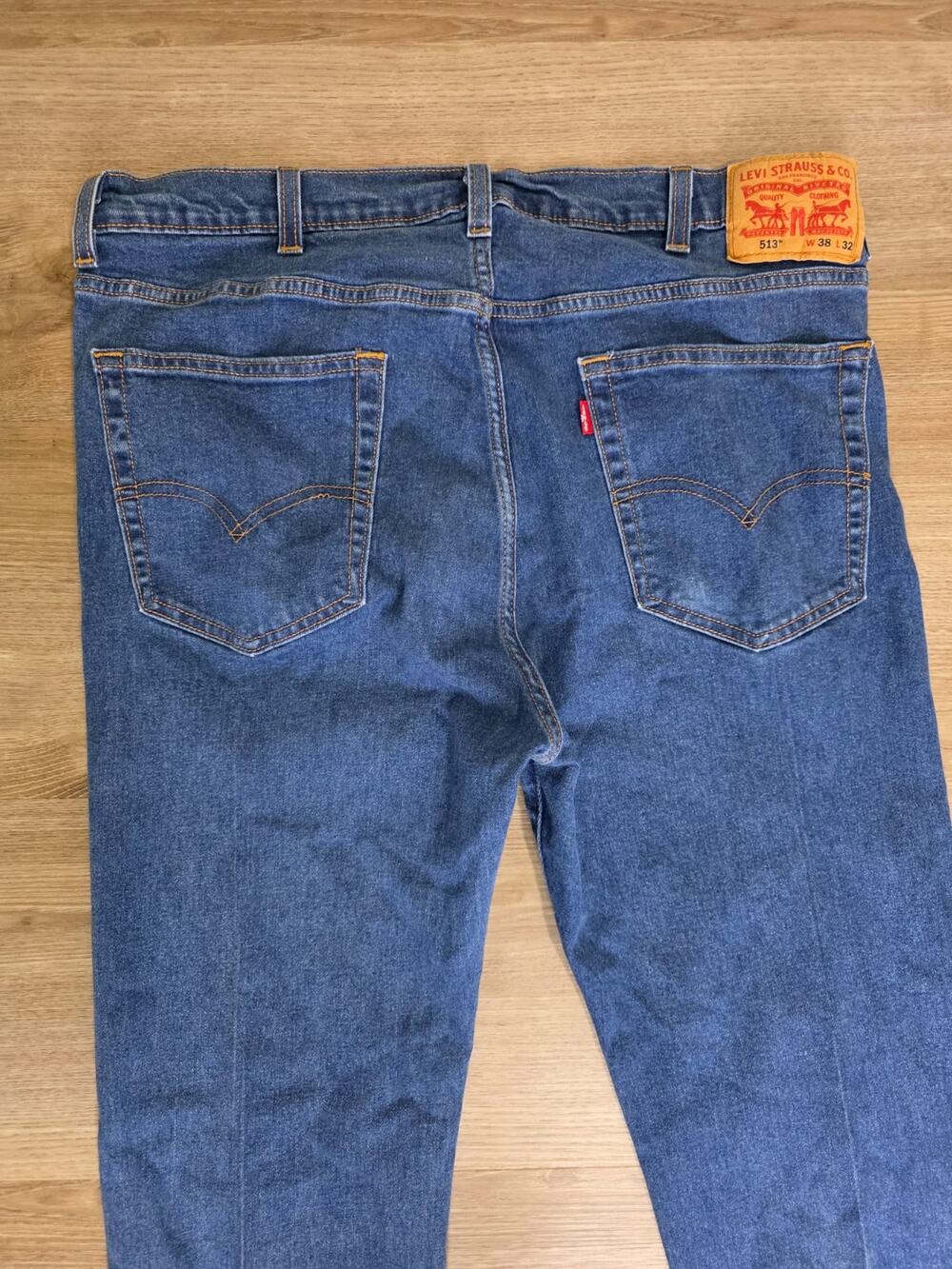 Levi's 513 Slim Straight Jeans Men's W38 L32 Blue Stretch Dark Wash Denim
